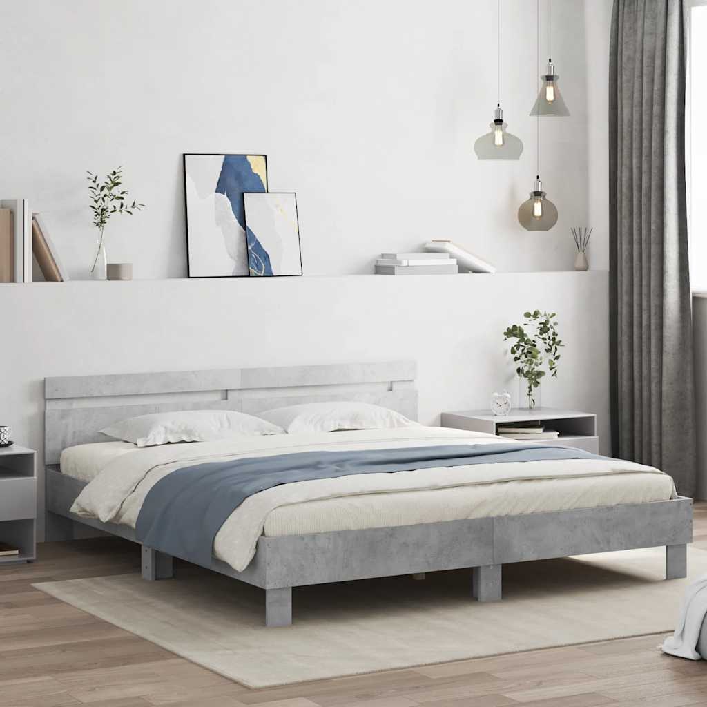 Bed Frame without Mattress Concrete Grey