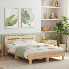 Bed Frame with LED without Mattress Sonoma Oak 120 x 200 cm