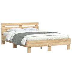 Bed Frame with LED without Mattress Sonoma Oak 120 x 190 cm