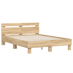Bed Frame with LED without Mattress Sonoma Oak 120 x 190 cm