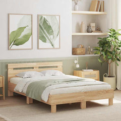 Bed Frame with LED without Mattress Sonoma Oak 120 x 190 cm
