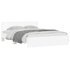 Bed Frame with Headboard and LED 150x200 cm White