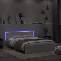 Bed Frame with Headboard and LED 150x200 cm White
