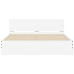 Bed Frame with Headboard and LED 150x200 cm White