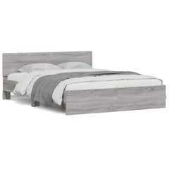Bed Frame with Headboard and LED 150x200 cm Grey sonoma
