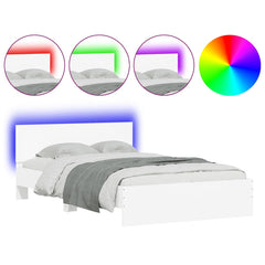 Bed Frame with Headboard and LED 140x200 cm White