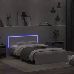 Bed Frame with Headboard and LED 140x200 cm White