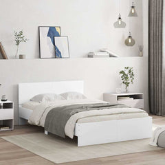 Bed Frame with Headboard and LED 140x200 cm White