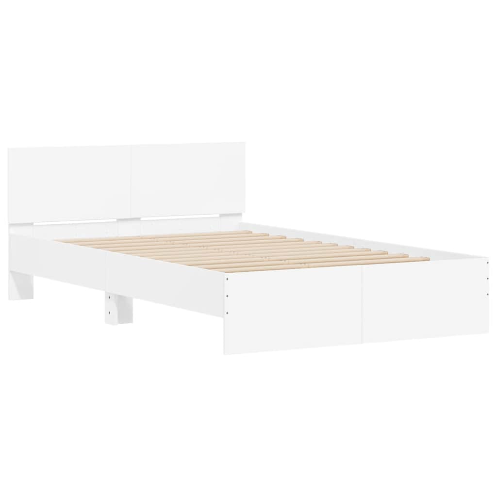 Bed Frame with Headboard and LED 140x200 cm White