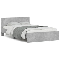 Bed Frame with Headboard and LED 140x200 cm Concrete grey