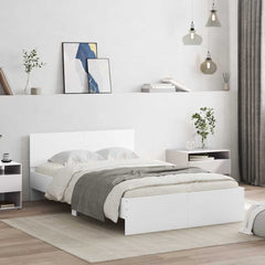 Bed Frame with Headboard and LED 135x190 cm White