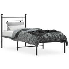 vidaXL Metal Bed Frame without Mattress with Headboard Black 75x190cm 3