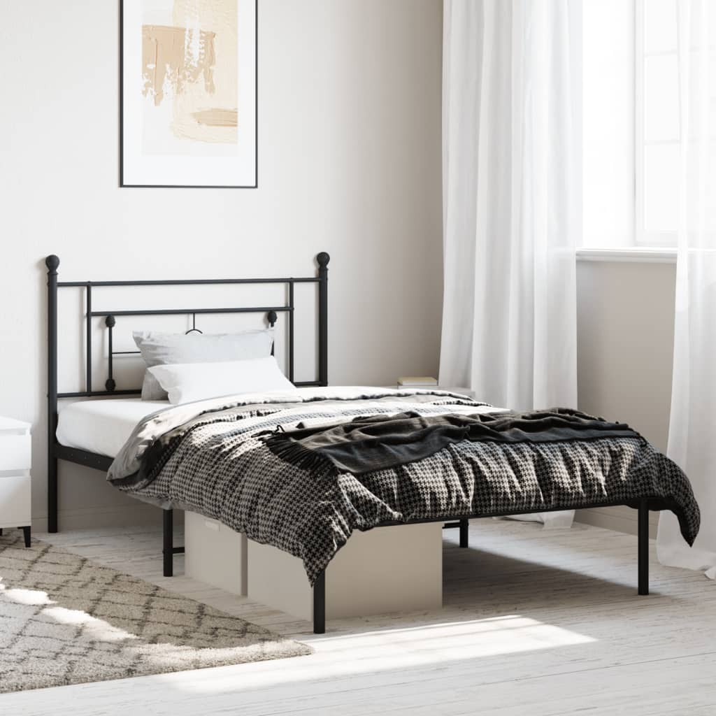 vidaXL Metal Bed Frame without Mattress With headboard Black