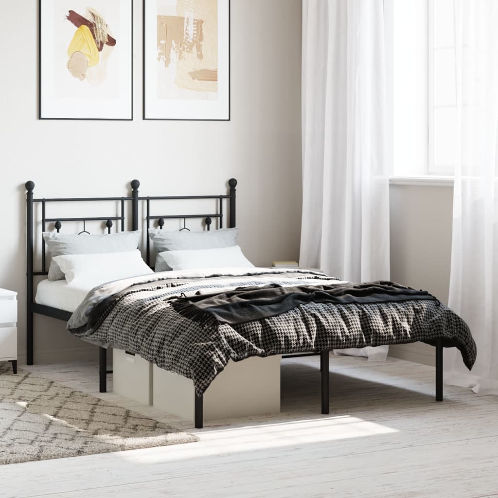 vidaXL Metal Bed Frame without Mattress With headboard Black