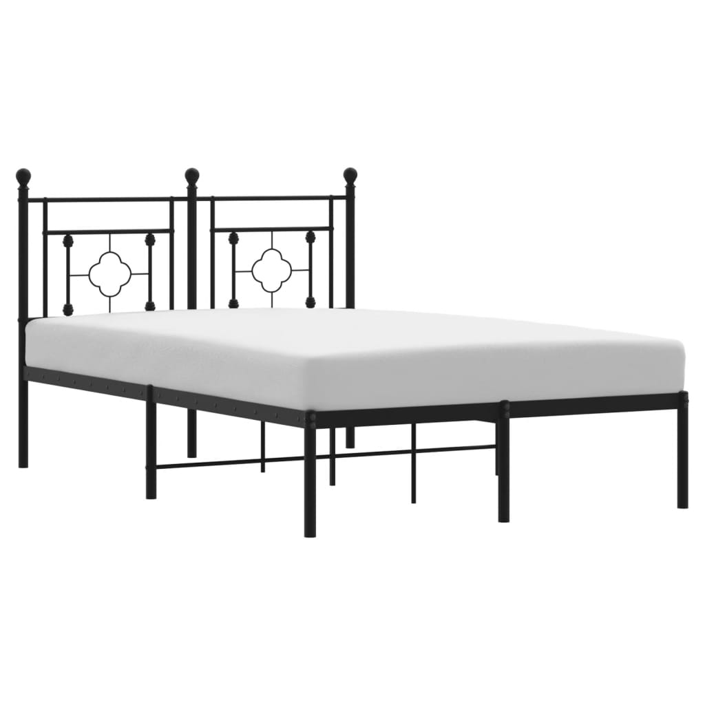 Metal Bed Frame without Mattress With headboard Black 120 cm 200 cm