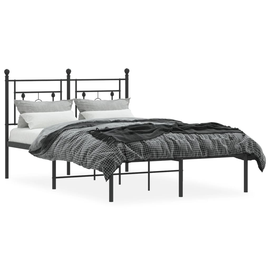 Metal Bed Frame without Mattress With headboard Black 120 cm 200 cm