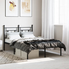 vidaXL Metal Bed Frame without Mattress with Headboard Black 120x200cm 1