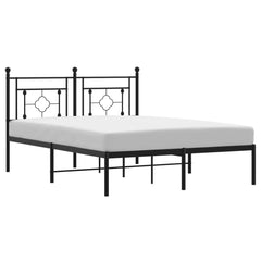 vidaXL Metal Bed Frame without Mattress with Headboard Black 135x190cm 2