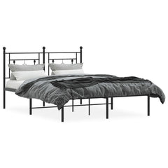 vidaXL Metal Bed Frame without Mattress with Headboard Black 135x190cm 3