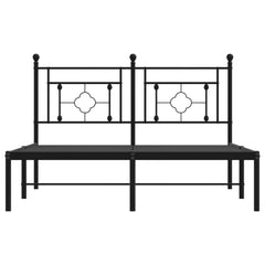 vidaXL Metal Bed Frame without Mattress with Headboard Black 135x190cm 5