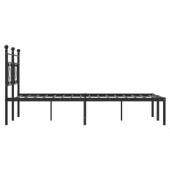 vidaXL Metal Bed Frame without Mattress with Headboard Black 135x190cm 6