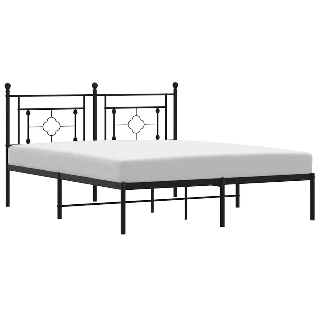 Metal Bed Frame without Mattress With headboard Black 150 cm 200 cm