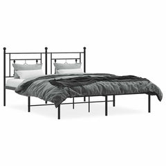 vidaXL Metal Bed Frame without Mattress with Headboard Black 150x200cm 5