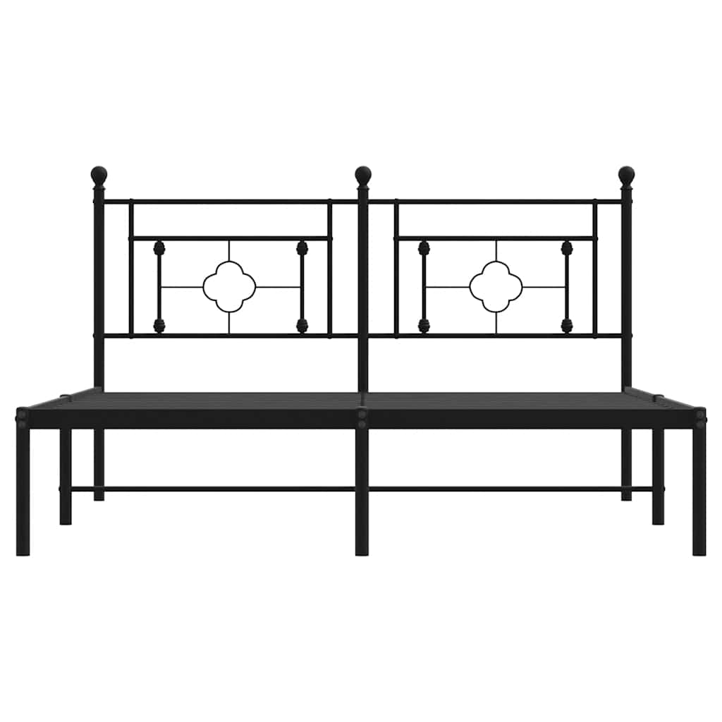 vidaXL Metal Bed Frame without Mattress with Headboard Black 150x200cm 6