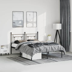 vidaXL Metal Bed Frame without Mattress with Headboard Black 150x200cm 1
