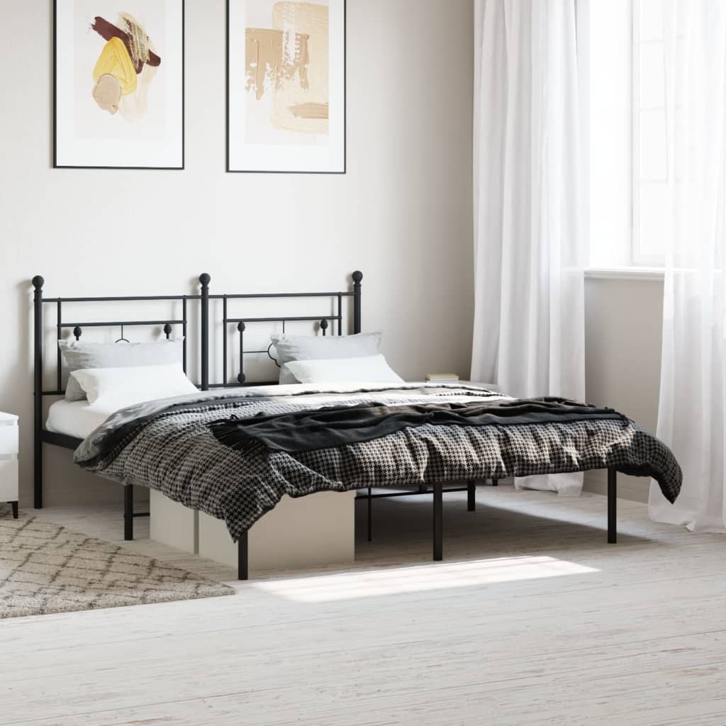 vidaXL Metal Bed Frame without Mattress With headboard Black
