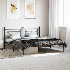vidaXL Metal Bed Frame without Mattress With headboard Black