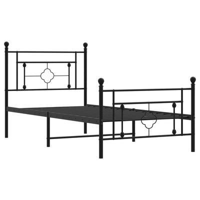 Metal Bed Frame with Headboard and Footboard Black 90x190 cm Single