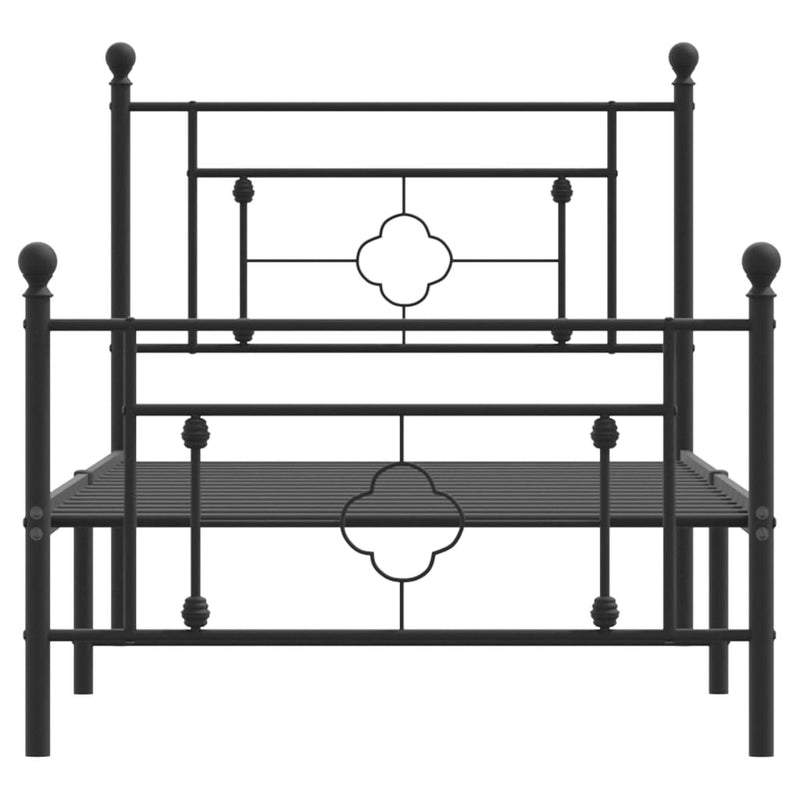 Metal Bed Frame with Headboard and Footboard Black 90x190 cm Single