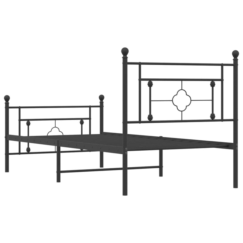 Metal Bed Frame with Headboard and Footboard Black 90x190 cm Single