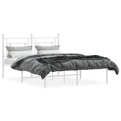 vidaXL Metal Bed Frame without Mattress with Headboard White 140x190cm 3