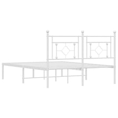Metal Bed Frame without Mattress with Headboard White 140 cm 190 cm