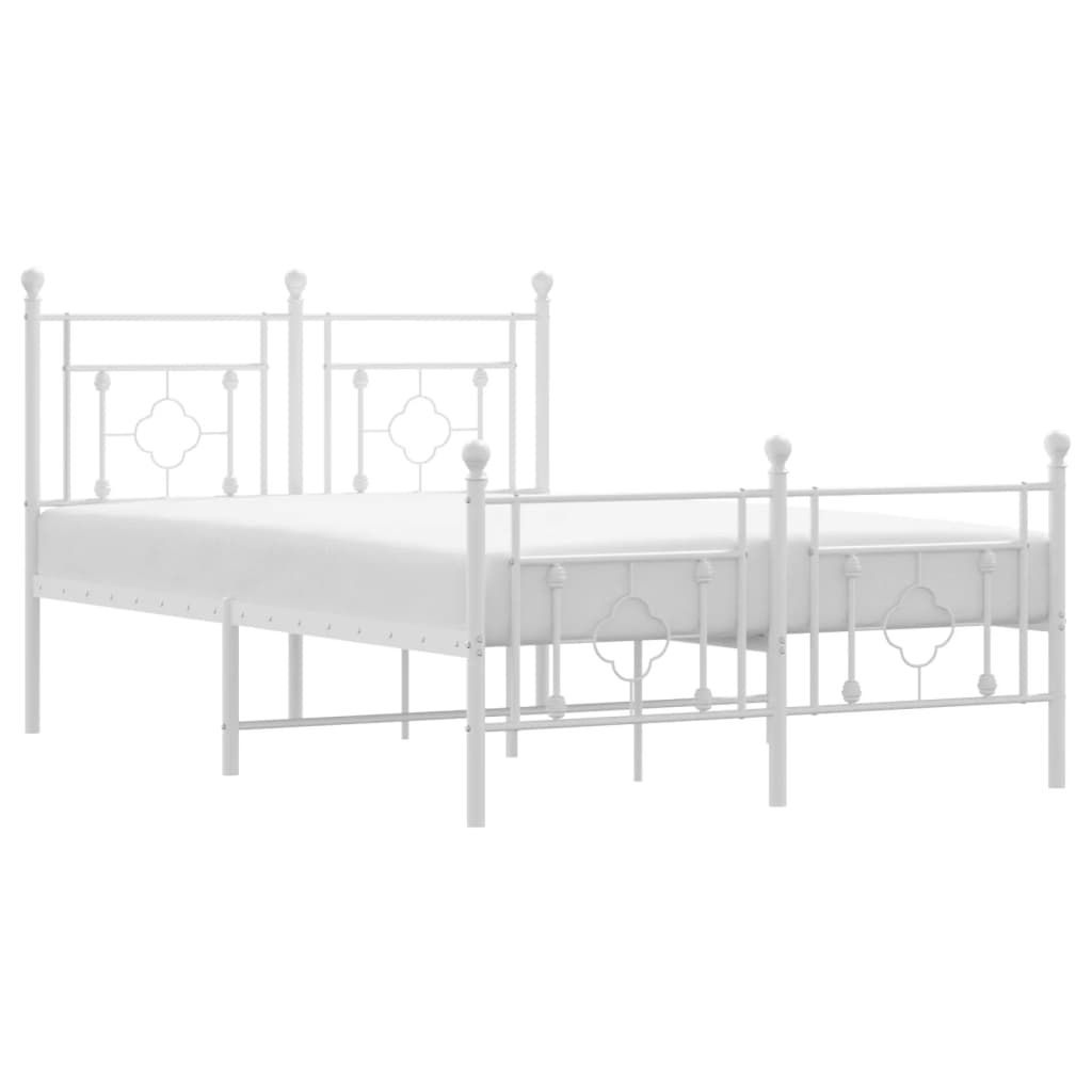 Metal Bed Frame without Mattress with Footboard with Headboard & Footboard White 120 cm 190 cm