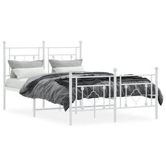vidaXL Metal Bed Frame without Mattress with Footboard White 120x190cm 3