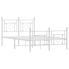 vidaXL Metal Bed Frame without Mattress with Footboard White 120x190cm 4
