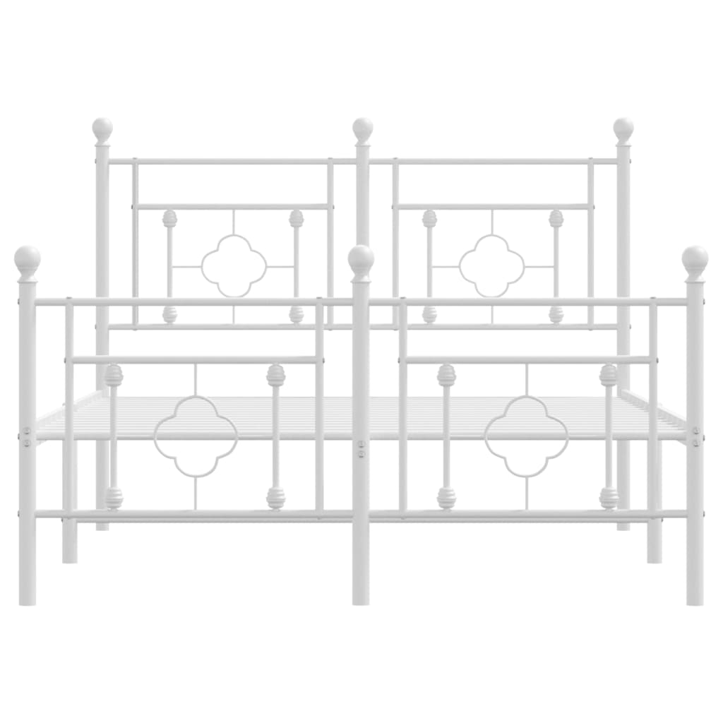 vidaXL Metal Bed Frame without Mattress with Footboard White 120x190cm 5