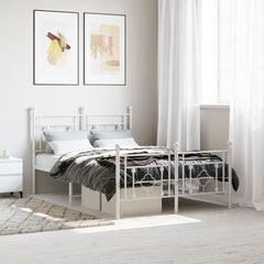 vidaXL Metal Bed Frame without Mattress with Footboard White 120x190cm 1