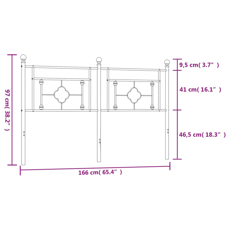 Metal Headboard White 160 cm