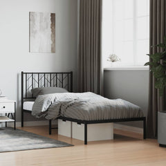 Metal Bed Frame without Mattress with Headboard Black 90 cm 200 cm