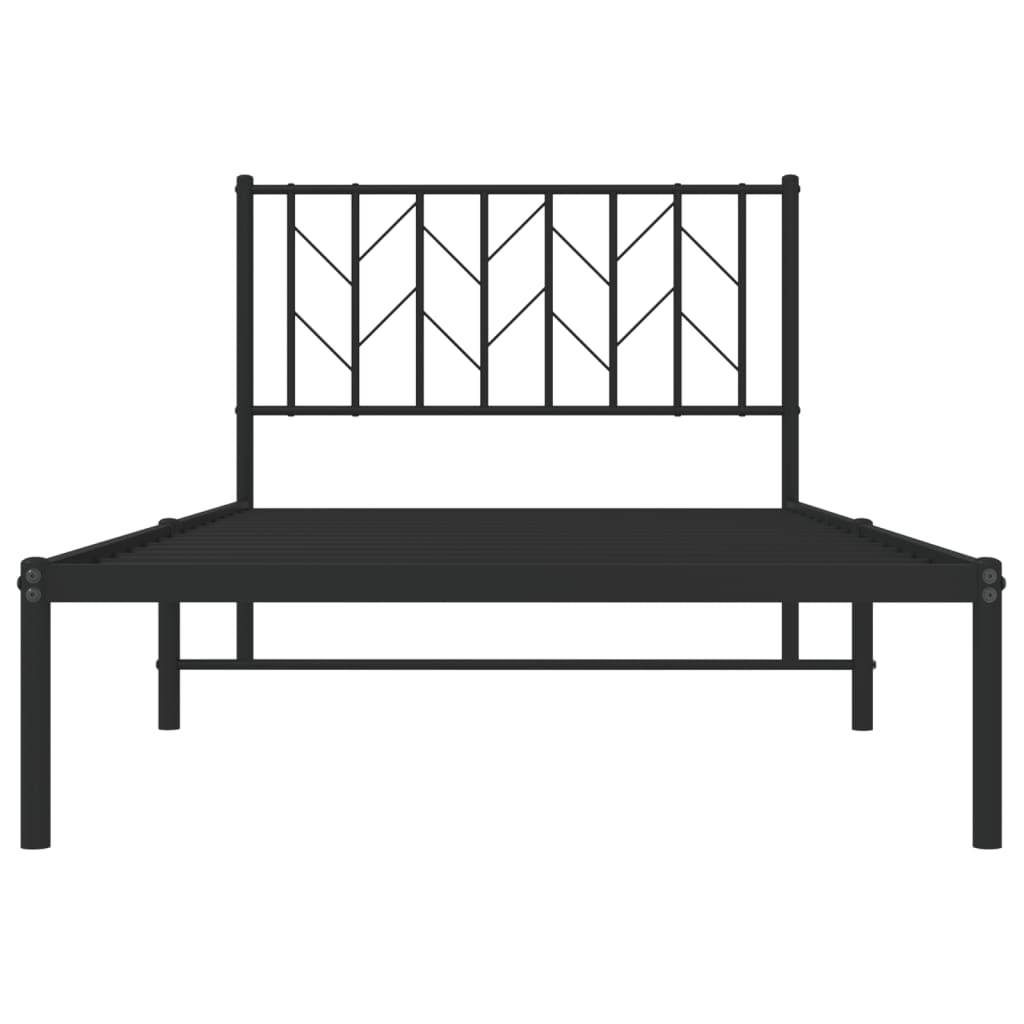 Metal Bed Frame without Mattress with Headboard Black 100 cm 190 cm
