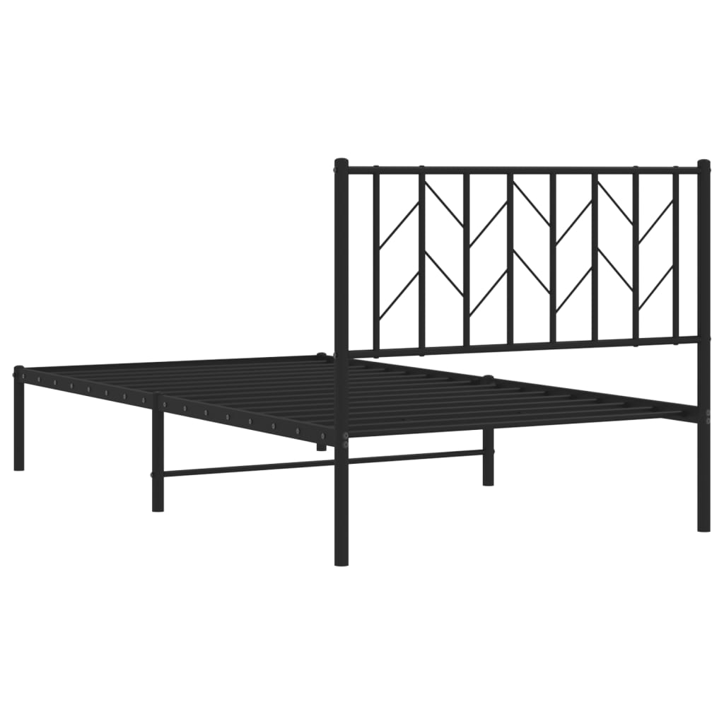 Metal Bed Frame without Mattress with Headboard Black 100 cm 190 cm