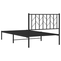 Metal Bed Frame without Mattress with Headboard Black 100 cm 190 cm