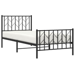 vidaXL Metal Bed Frame without Mattress with Footboard Black 90x190cm 3