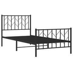 vidaXL Metal Bed Frame without Mattress with Footboard Black 90x190cm 4