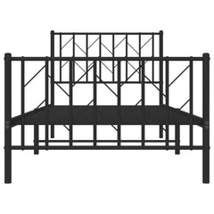 vidaXL Metal Bed Frame without Mattress with Footboard Black 90x190cm 5
