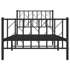 vidaXL Metal Bed Frame without Mattress with Footboard Black 90x200cm 5